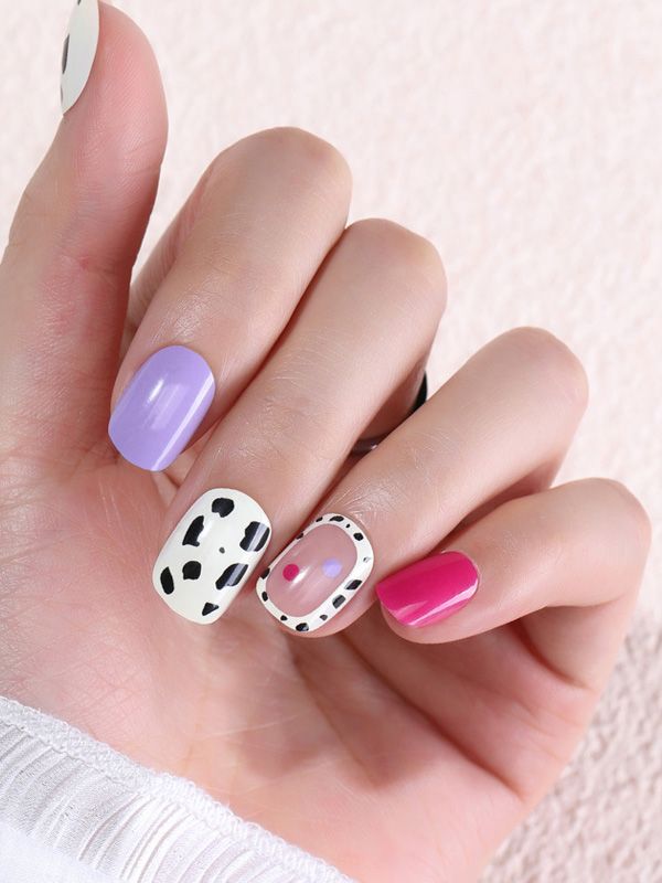 Uñas Reutilizables Sintéticas Diseño colorful Stain XZ190