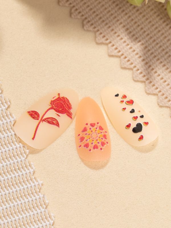 Uñas Sintéticas Reusables Decorado Mate con Relieve XZ169