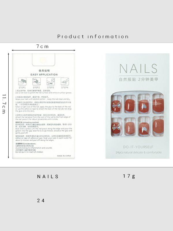 Uñas Artificiales Reusables Decorado Francés con Corazones XZ006