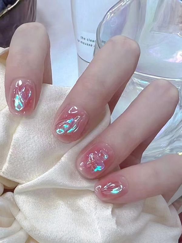 Uñas Reusables Sintéticas cortas con Acabado en Pedrería XZ235