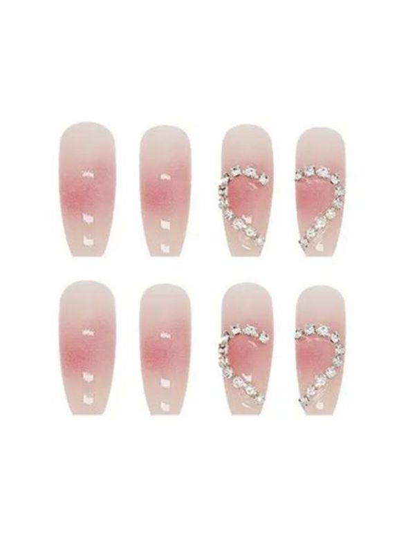 Uñas Reutilizables Acrílicas Con Adorno En Forma De Corazón Z230
