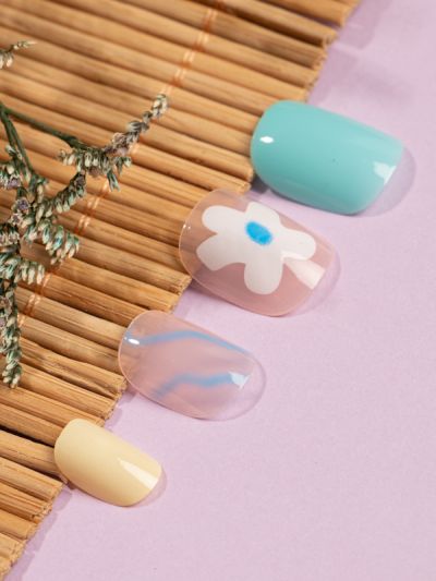 Uñas Artificiales Reutilizables Pastel Color R432