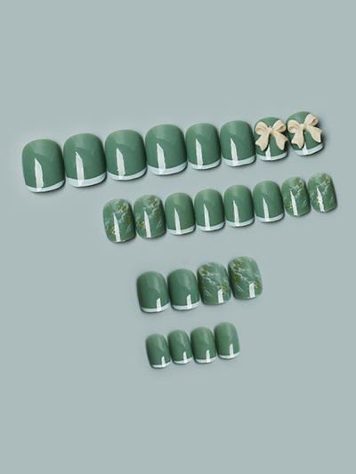 Uñas Reutilizables Sintéticas Decoración Verde XZ007