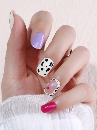 Uñas Reutilizables Sintéticas Diseño colorful Stain XZ190