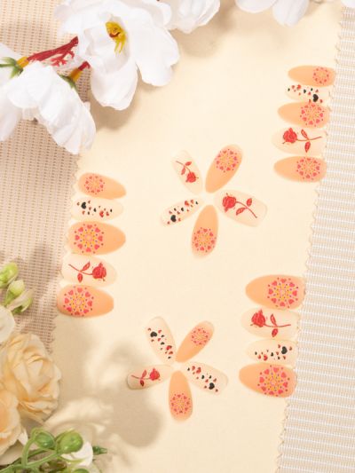 Uñas Sintéticas Reusables Decorado Mate con Relieve XZ169