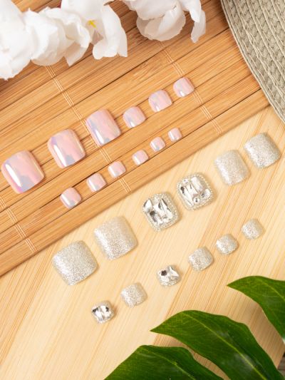Uñas Falsas para Pies decorado Brillante con Pedrería XZ187