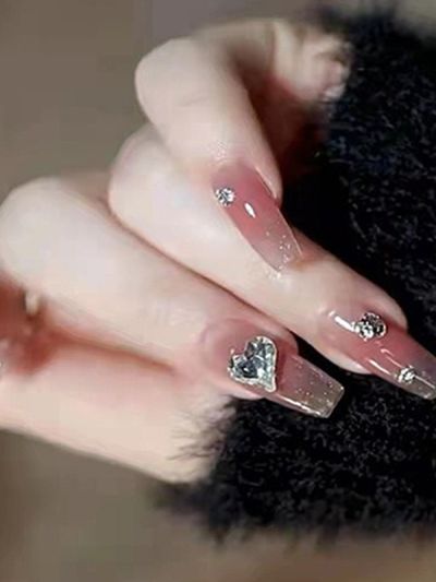 Uñas Artificiales Reutilizables Con Detalles En Pedrería Z255