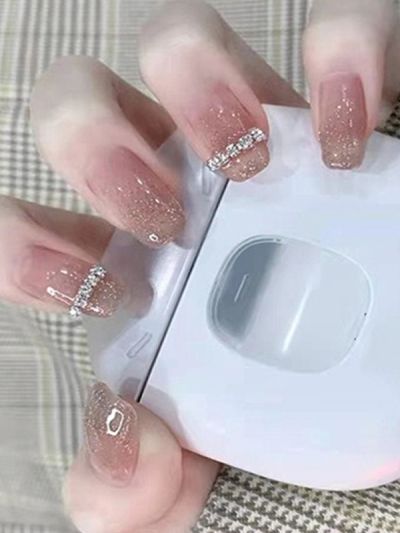 Uñas Sintéticas Reusables Con Pedrería Y Glitter Z266