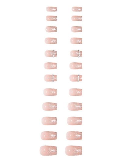 Uñas Sintéticas Reusables Con Pedrería Y Glitter Z266