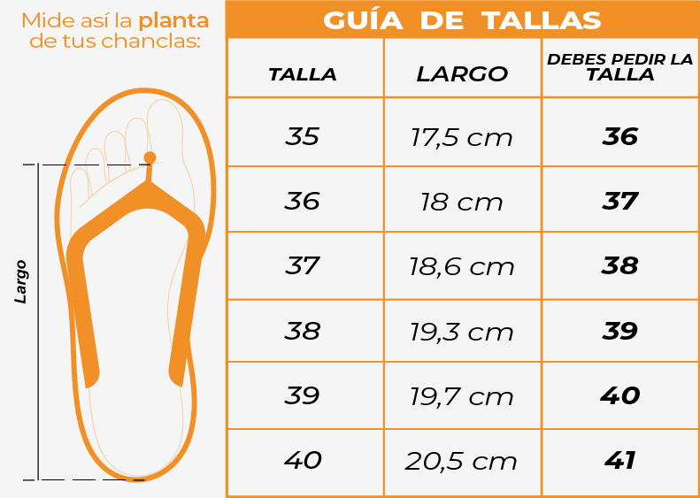 Tallas Chanclas