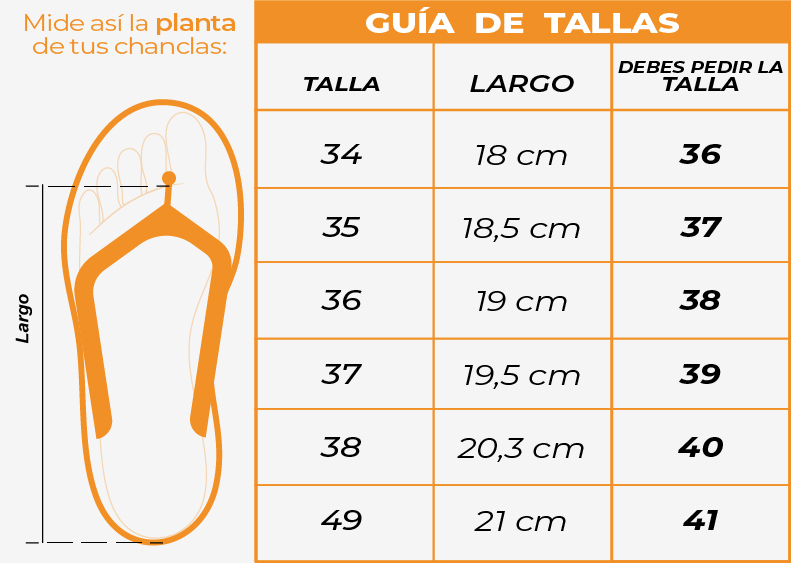 Tallas Chanclas