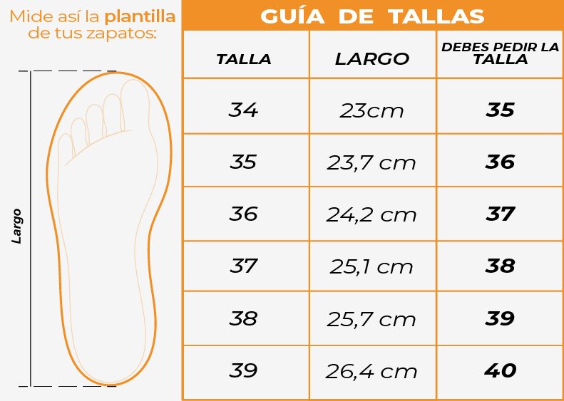 Tallas Tenis