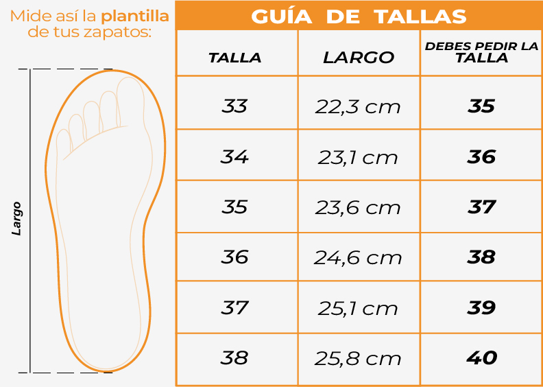 Tallas Tenis