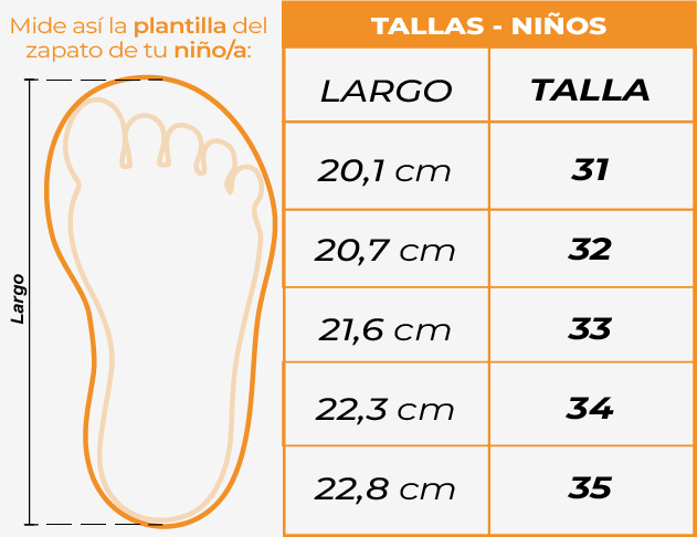 Tallas Tenis