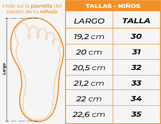 Tallas Tenis