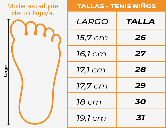 Tallas Tenis niños