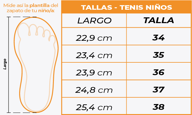 Tallas Tenis