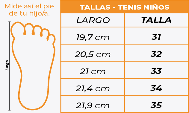 Tallas Tenis niños