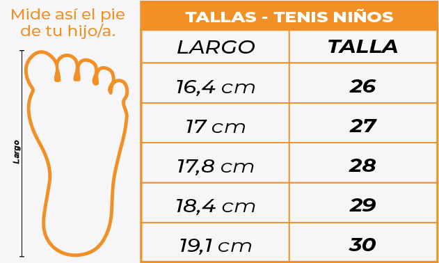 Tallas Tenis niños