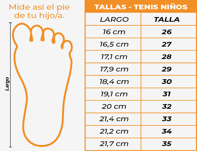 Tallas Tenis niños