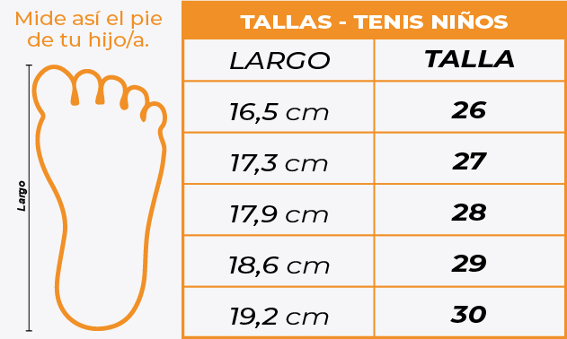Tallas Tenis niños