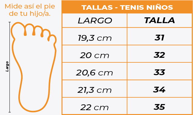 Tallas Tenis niños