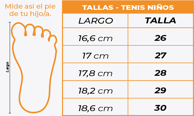 Tallas Tenis niños