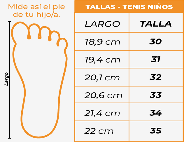 Tallas Tenis niños