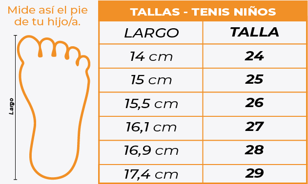 Tallas Tenis niñas