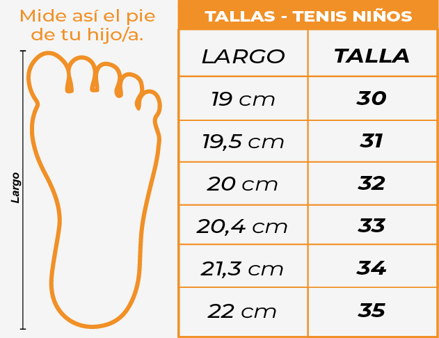 Tallas Tenis niños