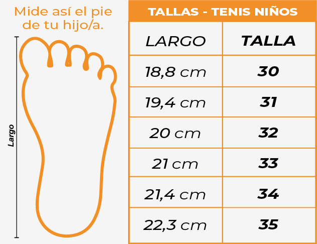 Tallas Tenis niños