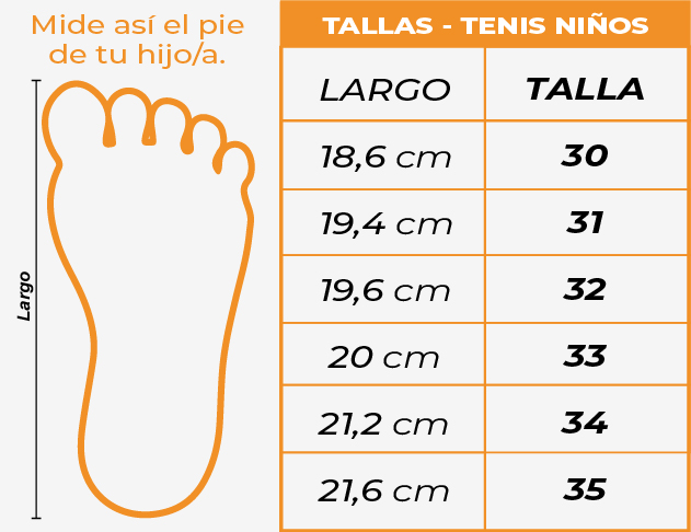 Tallas Tenis niños