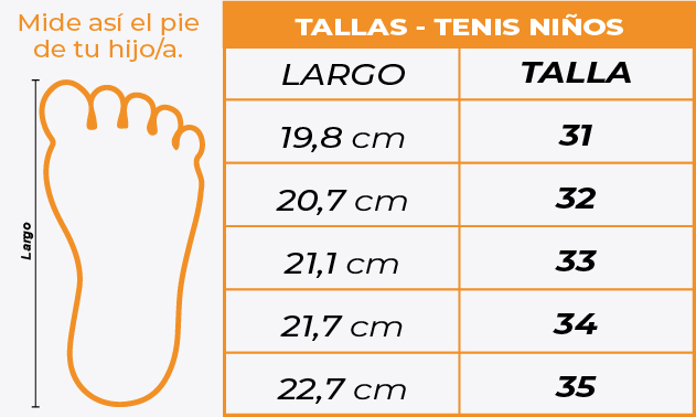 Tallas Tenis niños